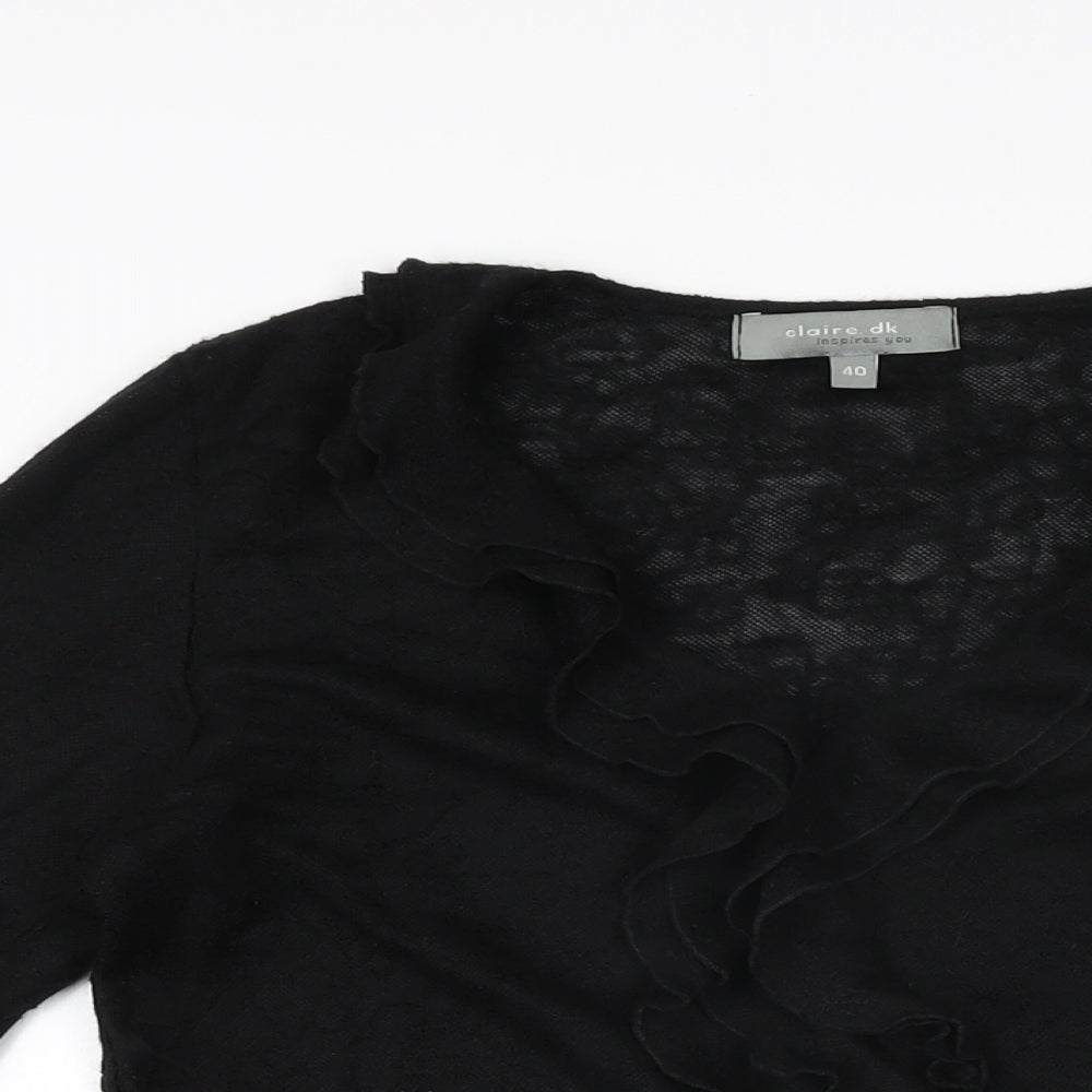 Claire Dk Womens Black Acrylic Basic T-Shirt Size 12 V-Neck