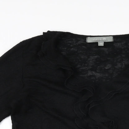 Claire Dk Womens Black Acrylic Basic T-Shirt Size 12 V-Neck
