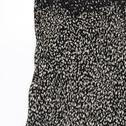 BHS Womens Black Geometric Viscose A-Line Size 14 V-Neck Pullover