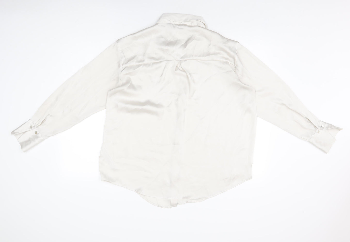 Womens UK Size L Zara Ivory Basic Button-Up