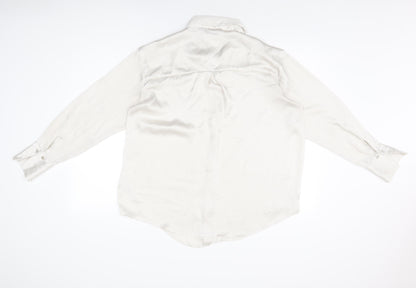 Womens UK Size L Zara Ivory Basic Button-Up