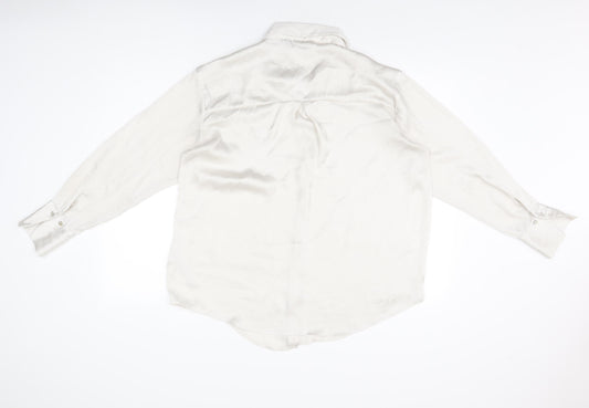 Womens UK Size L Zara Ivory Basic Button-Up