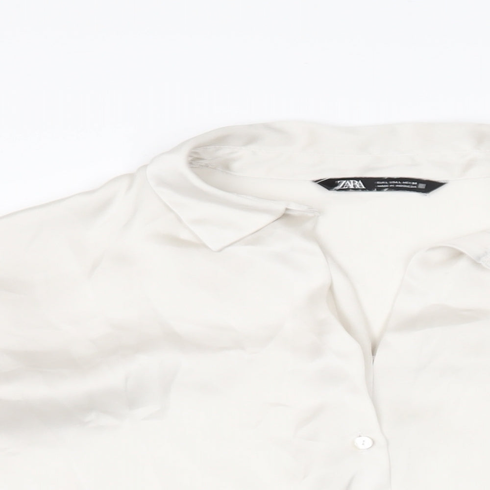 Womens UK Size L Zara Ivory Basic Button-Up