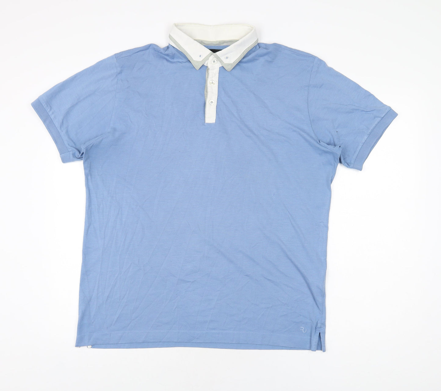 Remus Uomo Jeans Mens Blue Polyester Polo Size XL Collared Button