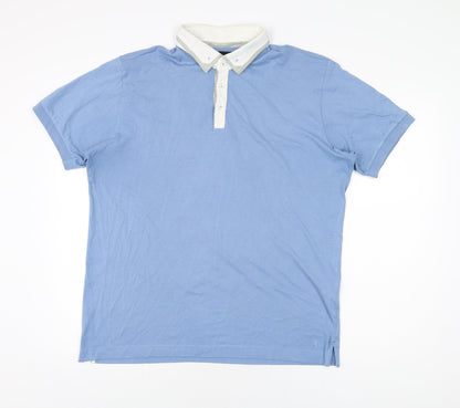 Remus Uomo Jeans Mens Blue Polyester Polo Size XL Collared Button