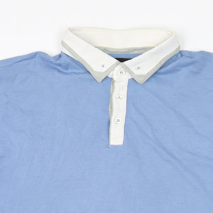 Remus Uomo Jeans Mens Blue Polyester Polo Size XL Collared Button