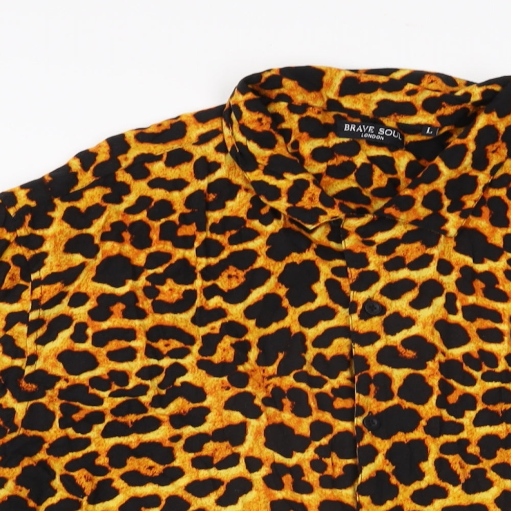 Womens UK Size L Brave Soul Orange Basic Button-Up