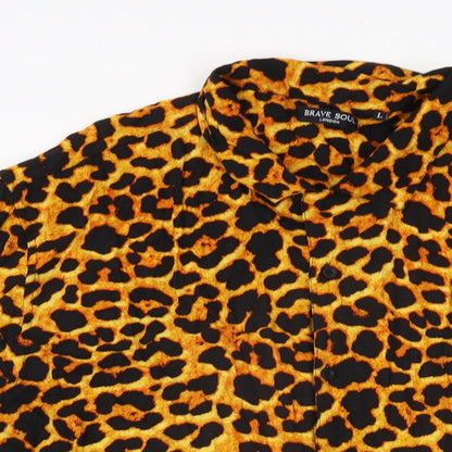 Womens UK Size L Brave Soul Orange Basic Button-Up
