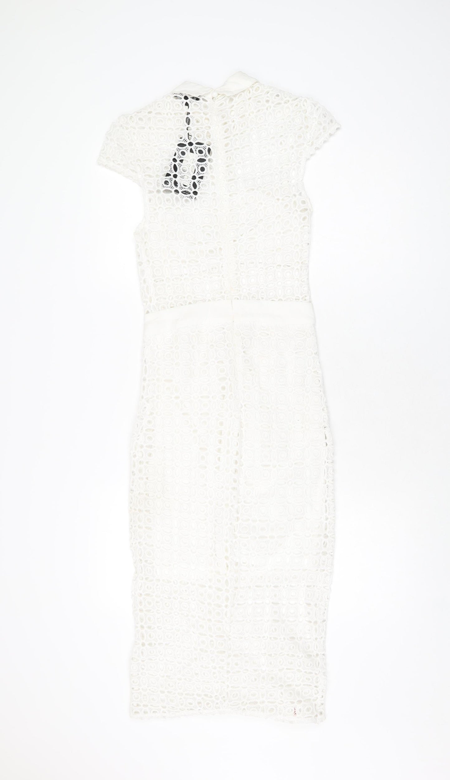 PRETTYLITTLETHING Womens White Polyester Bodycon Size 6 Collared Zip