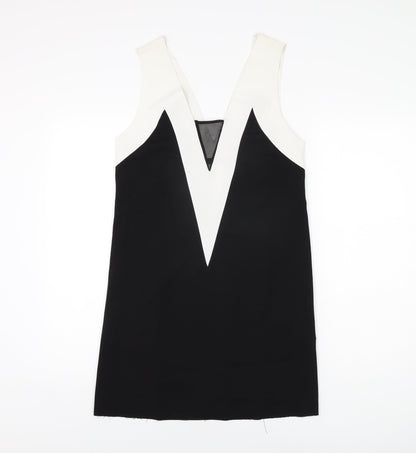 Zara Womens Black Polyester Shift Size M V-Neck Pullover