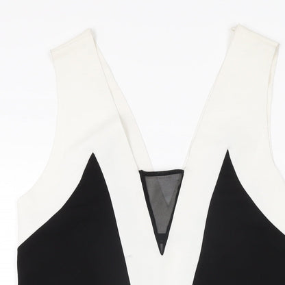 Zara Womens Black Polyester Shift Size M V-Neck Pullover