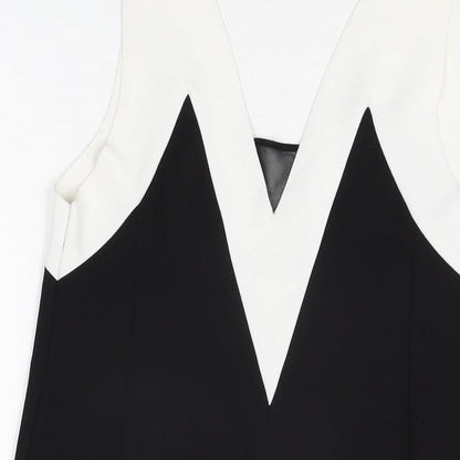 Zara Womens Black Polyester Shift Size M V-Neck Pullover