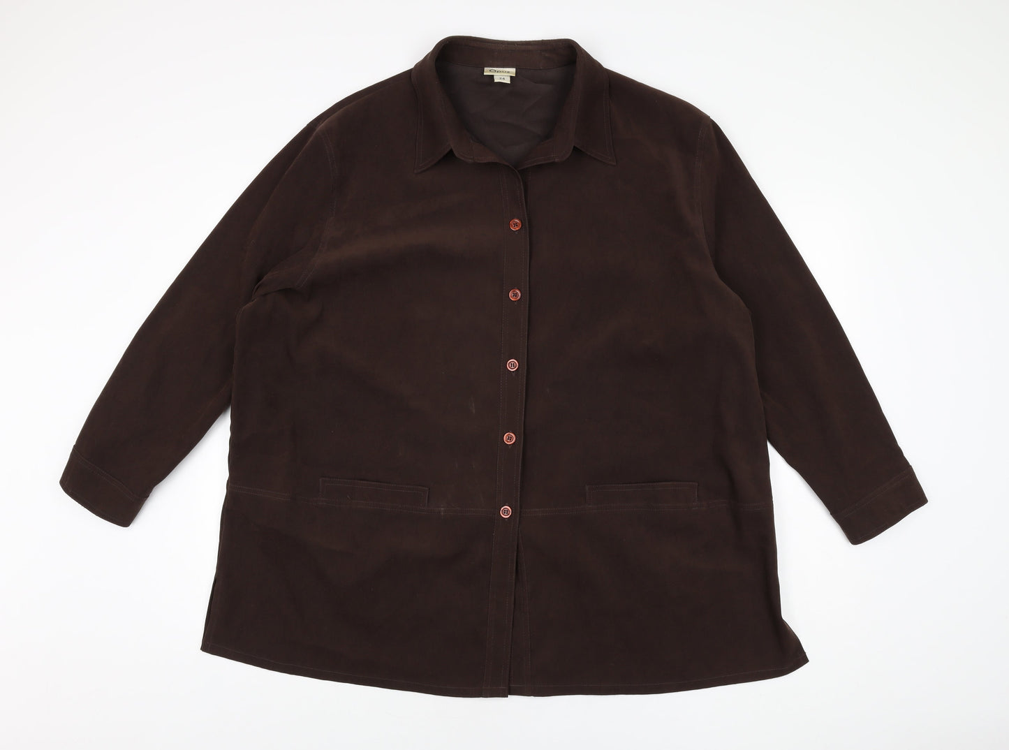 Womens UK Size 24 OPUS Brown Basic Button-Up