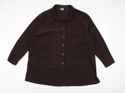 Womens UK Size 24 OPUS Brown Basic Button-Up