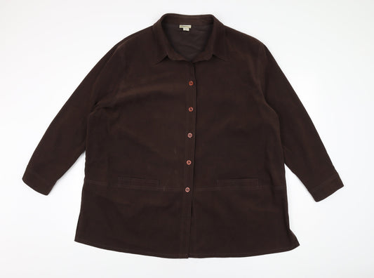 Womens UK Size 24 OPUS Brown Basic Button-Up