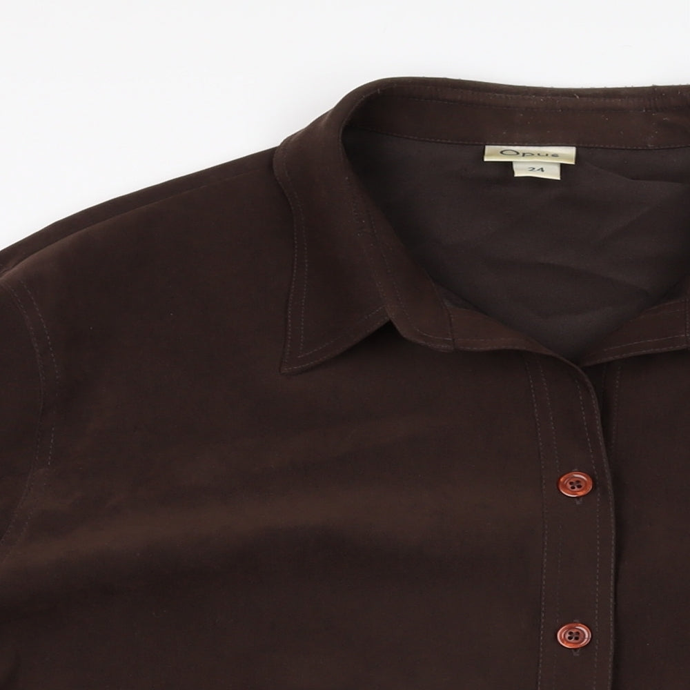 Womens UK Size 24 OPUS Brown Basic Button-Up