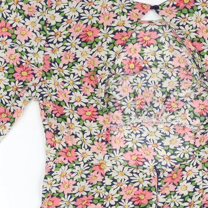 In Vogue Womens Blue Floral Polyester Shift Size S Round Neck Zip