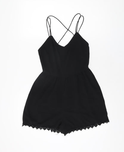 Womens UK Size 4 ASOS One-Piece Black Playsuit