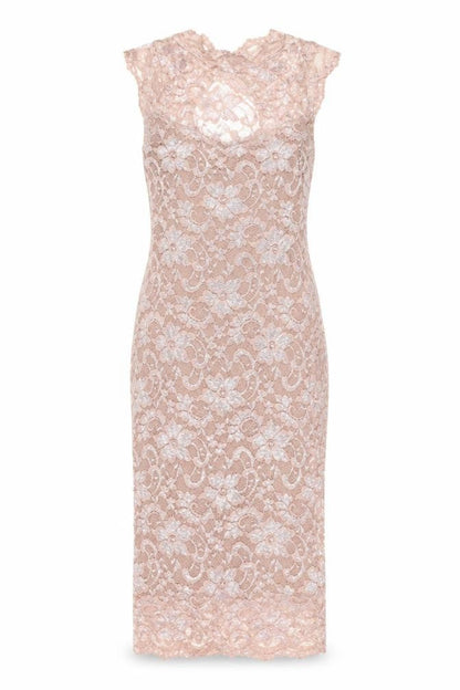 Amy Childs Womens Pink Floral Nylon Bodycon Size 8 Round Neck Button
