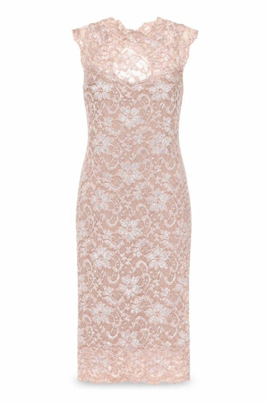 Amy Childs Womens Pink Floral Nylon Bodycon Size 8 Round Neck Button