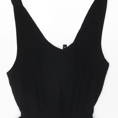 H&M Womens Black Polyester Skater Dress Size 6 V-Neck Pullover