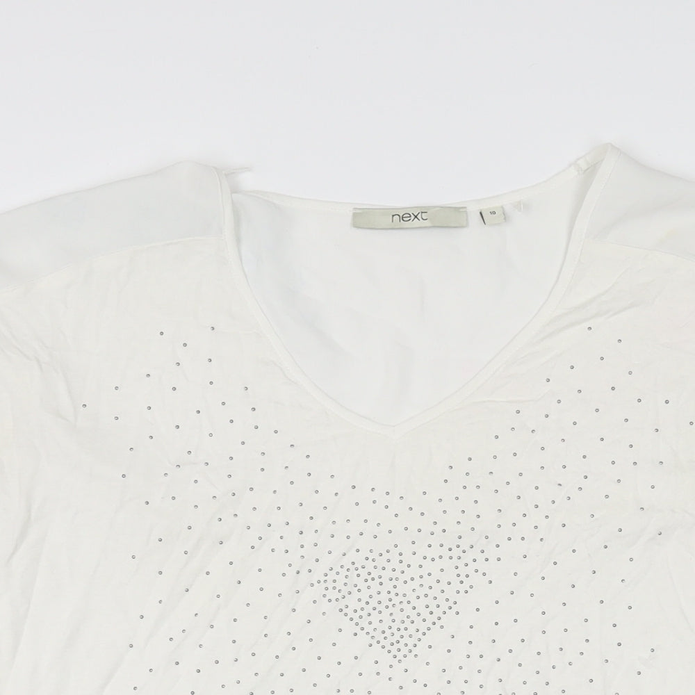 Womens UK Size 10 NEXT White Basic T-Shirt
