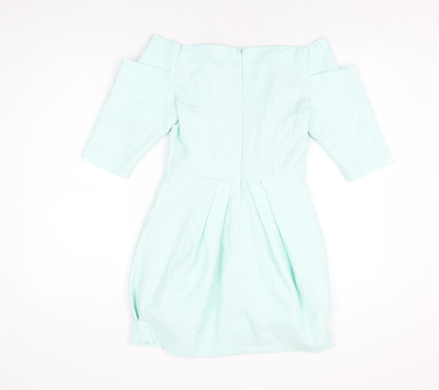 River Island Womens Blue Polyester Mini Size 8 Off the Shoulder Zip