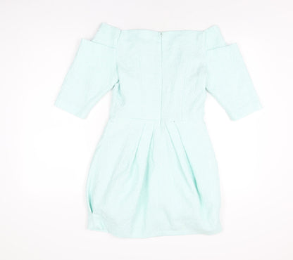 River Island Womens Blue Polyester Mini Size 8 Off the Shoulder Zip