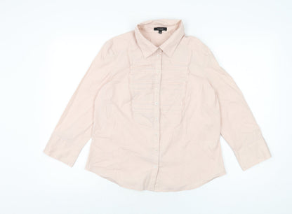 Womens UK Size 14 Linea Pink Basic Button-Up