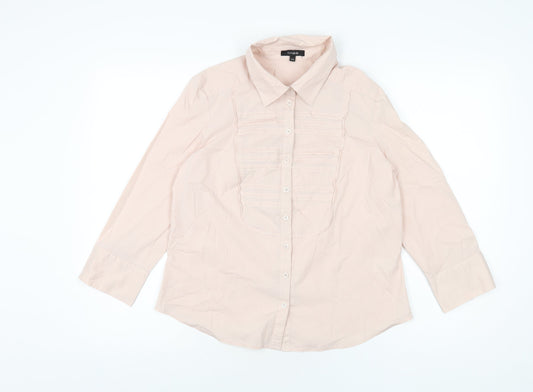 Womens UK Size 14 Linea Pink Basic Button-Up