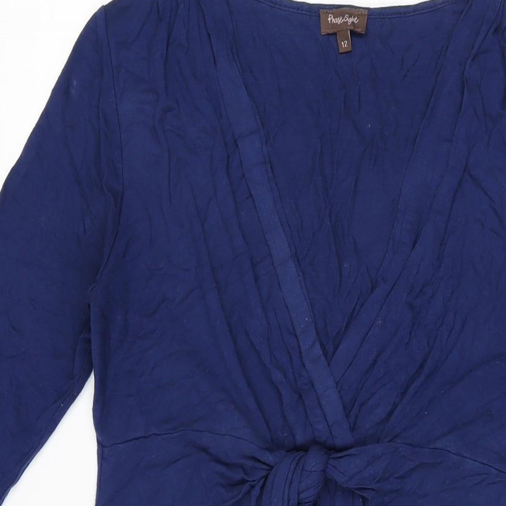 Phase Eight Womens Blue Viscose A-Line Size 12 V-Neck Pullover