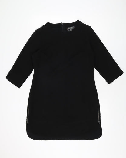 Limited Collection Womens Black Polyester Shift Size 14 Round Neck Zip