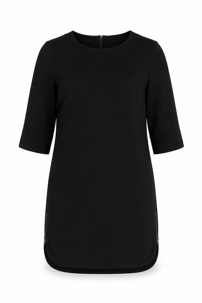 Limited Collection Womens Black Polyester Shift Size 14 Round Neck Zip