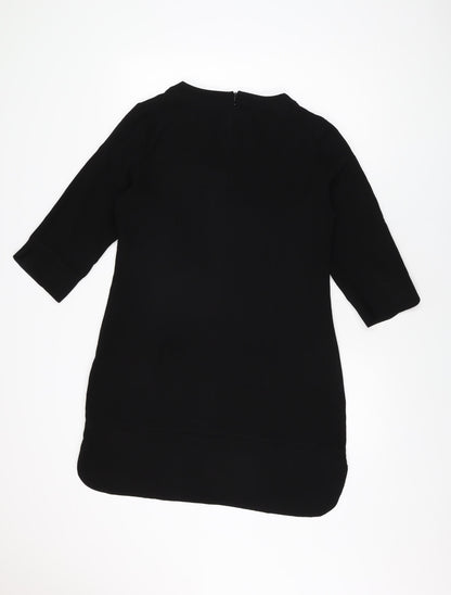 Limited Collection Womens Black Polyester Shift Size 14 Round Neck Zip