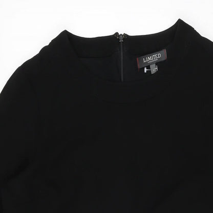 Limited Collection Womens Black Polyester Shift Size 14 Round Neck Zip