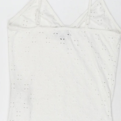 New Look Womens White Polyester Bodysuit One-Piece Size 14 Snap