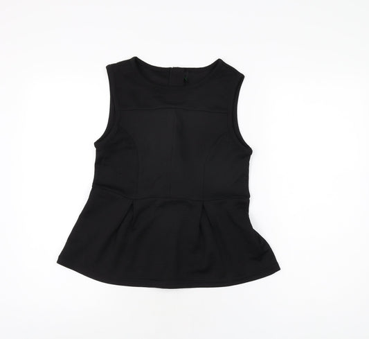 Womens UK Size S Stile Benetton Black Basic T-Shirt
