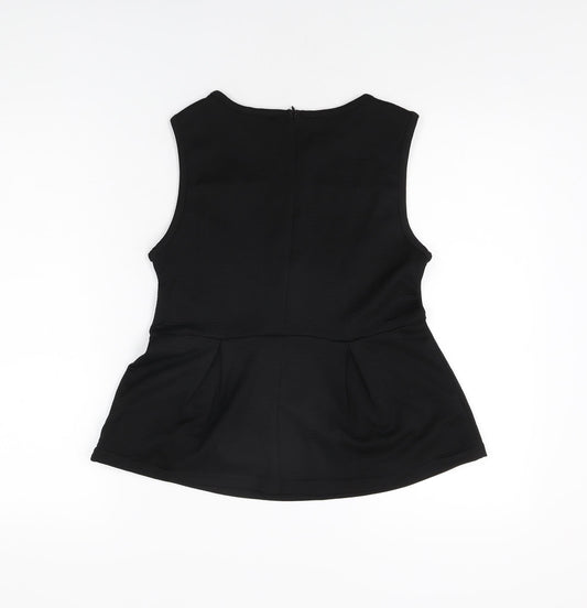Womens UK Size S Stile Benetton Black Basic T-Shirt