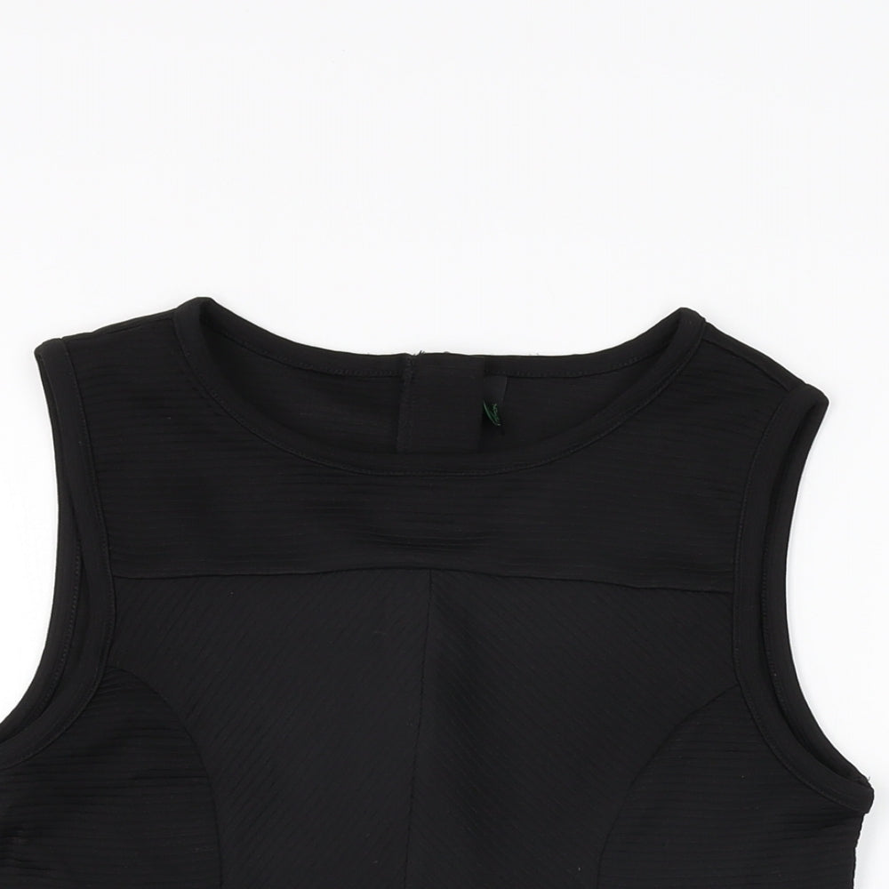 Womens UK Size S Stile Benetton Black Basic T-Shirt
