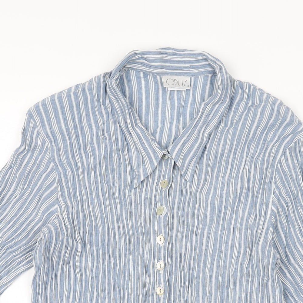 Womens UK Size 12 OPUS Blue Basic Button-Up
