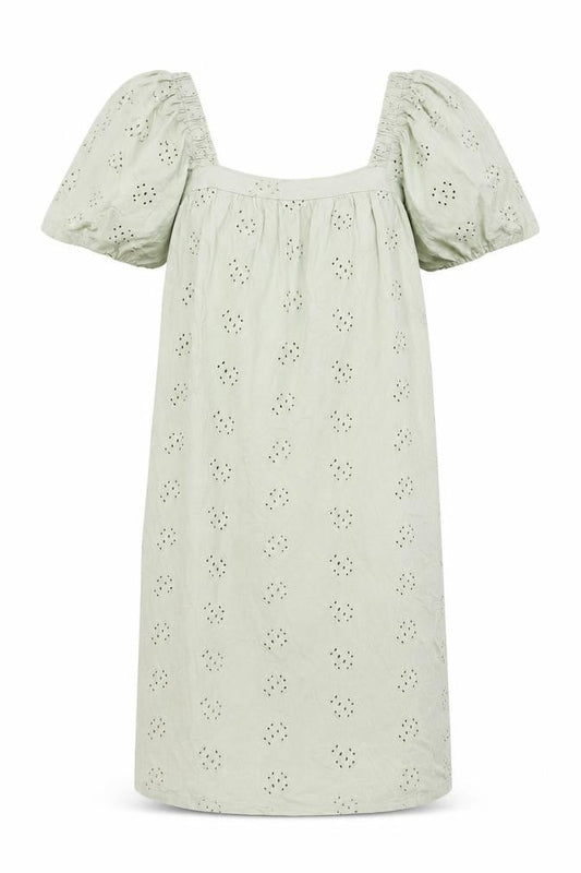 Front view of ASOS women’s green cotton shift, size UK 8, square neck pullover