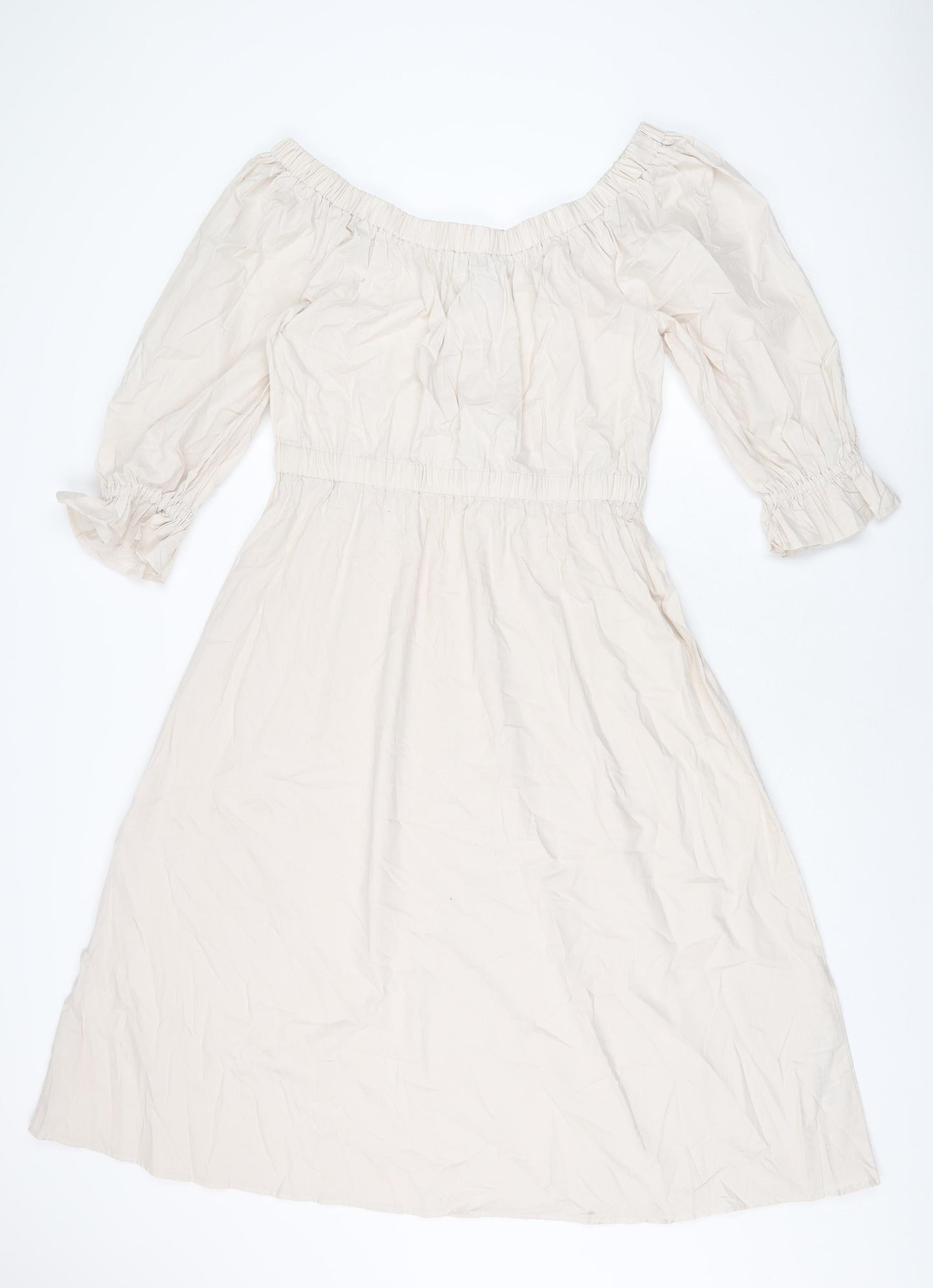 Miss Selfridge Womens Ivory Cotton A-Line Size 14 Off the Shoulder Pullover