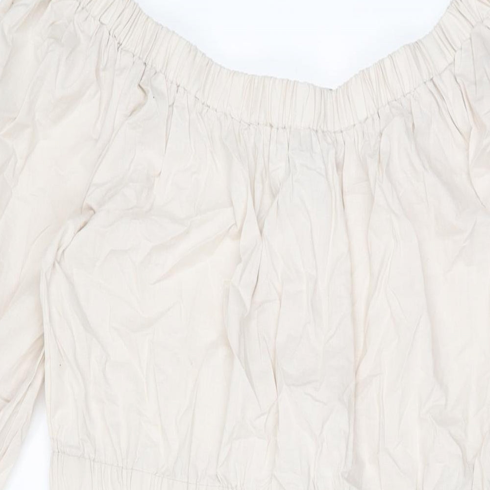 Miss Selfridge Womens Ivory Cotton A-Line Size 14 Off the Shoulder Pullover