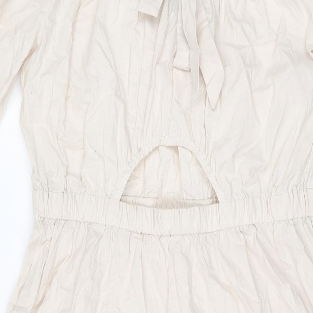 Miss Selfridge Womens Ivory Cotton A-Line Size 14 Off the Shoulder Pullover