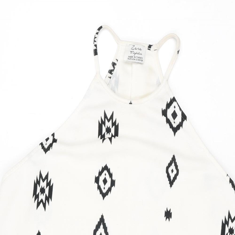 Womens UK Size S Zara White Basic T-Shirt