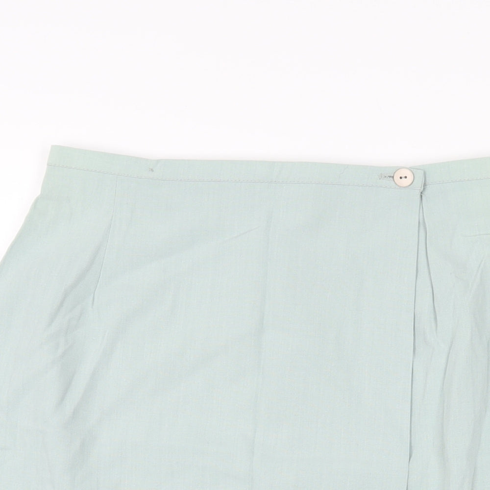 New Look Womens Blue Polyester Wrap Skirt Size 12 Button