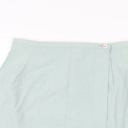 New Look Womens Blue Polyester Wrap Skirt Size 12 Button