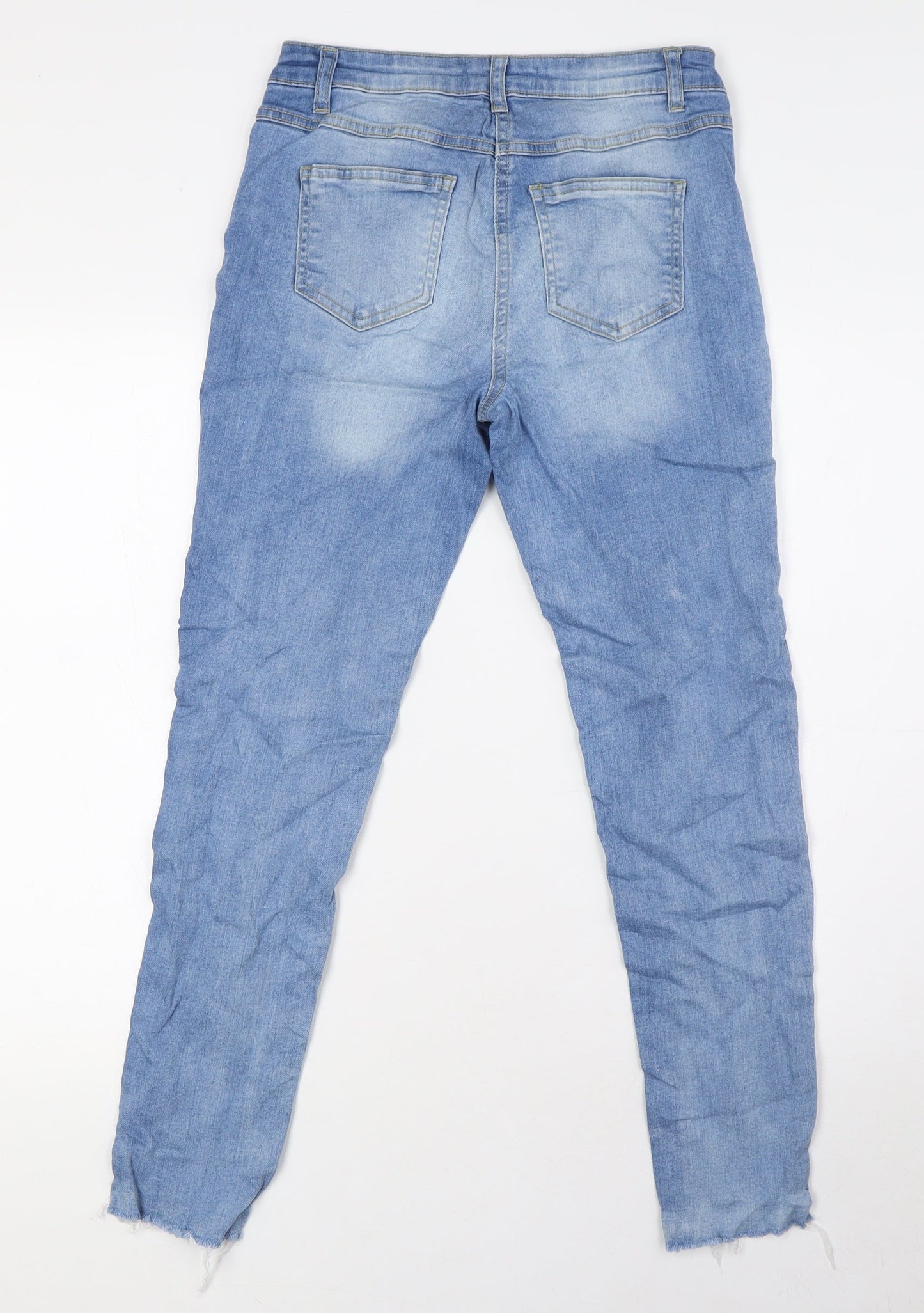 Parisian Womens Blue Cotton Skinny Jeans Size 8 L26 in Regular Zip - Raw Hem