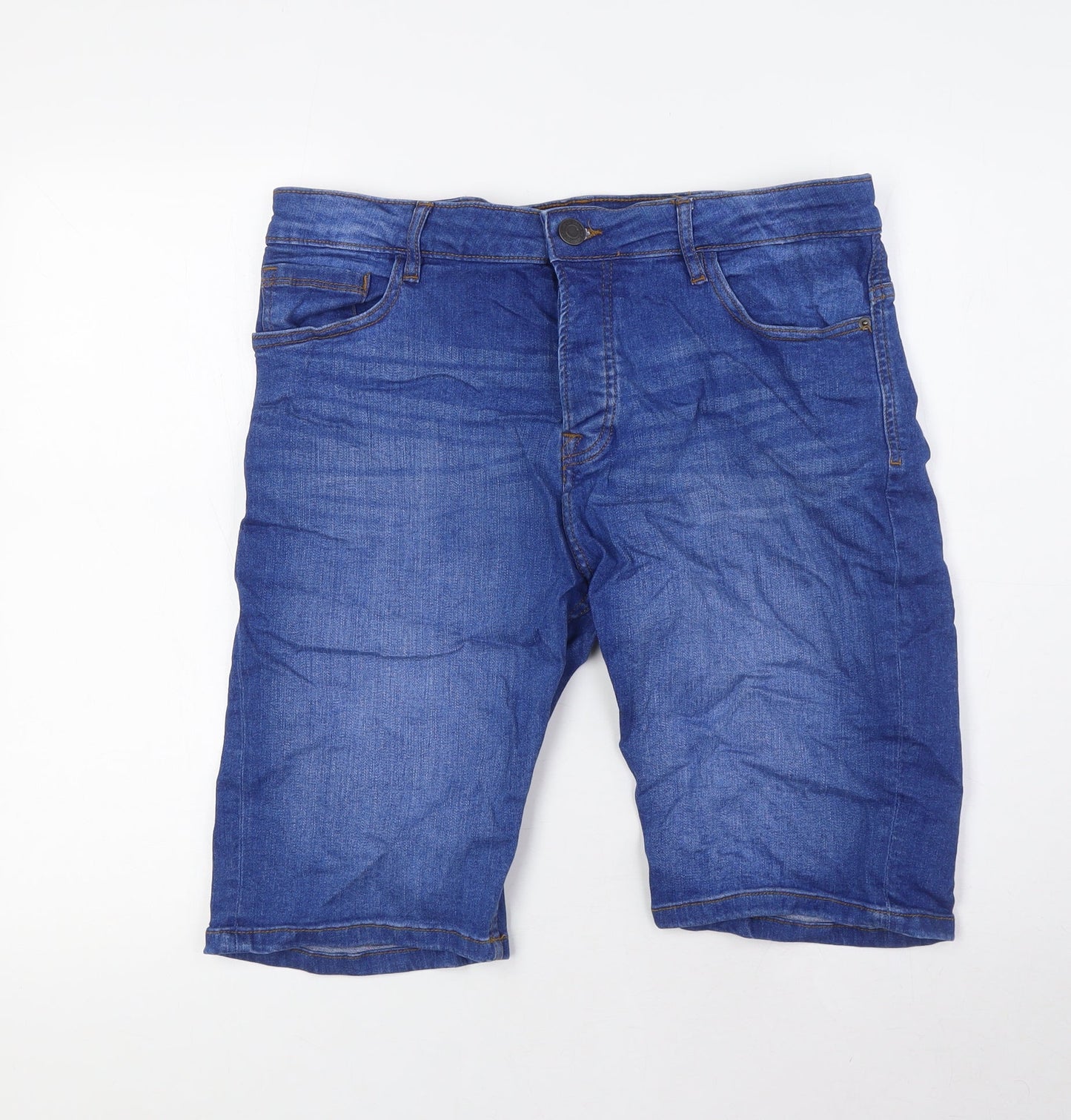 Denim & Co. Mens Blue Cotton Bermuda Shorts Size 34 in L11 in Regular Button