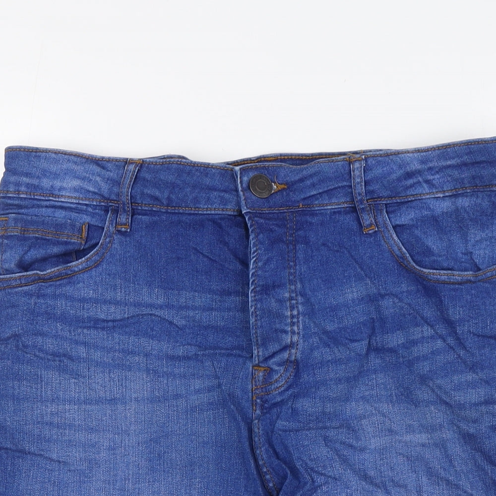 Denim & Co. Mens Blue Cotton Bermuda Shorts Size 34 in L11 in Regular Button